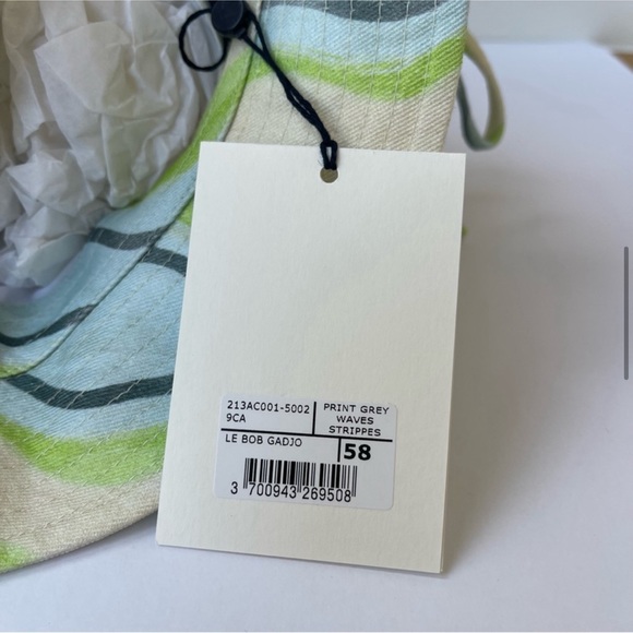 NWT Jacquemus Bucket Hat Le Bob Gadjo Unisex in Blue / Grey Stripe Le Raphia - Picture 13 of 13